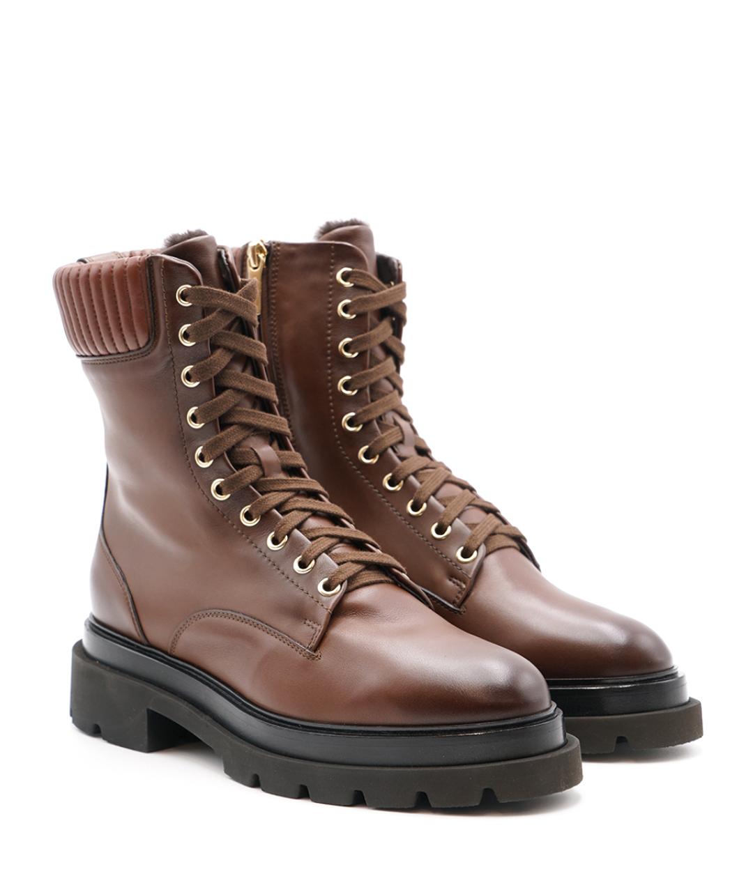 SANTONI Коричневые кожаные ботинки, фото 2