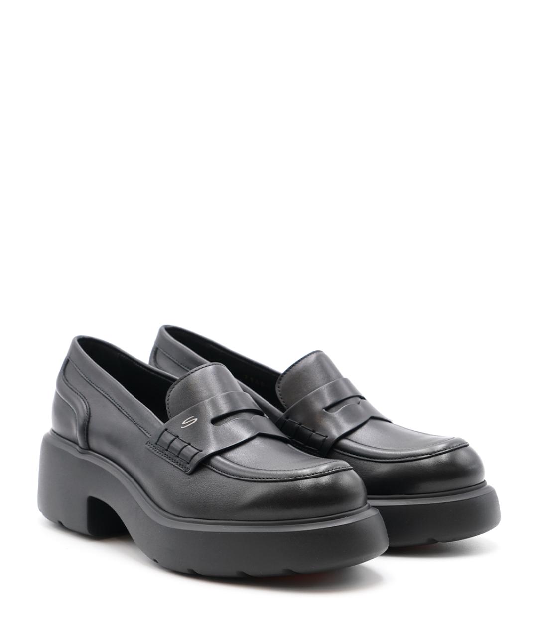 SANTONI Черные кожаные лоферы, фото 2