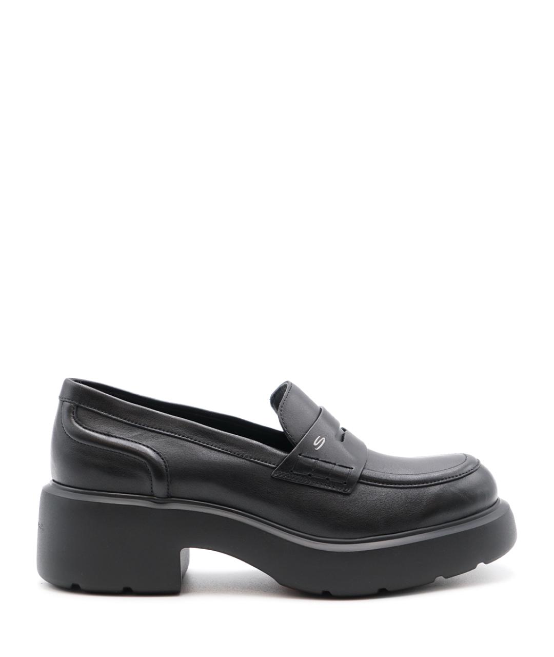 SANTONI Черные кожаные лоферы, фото 1