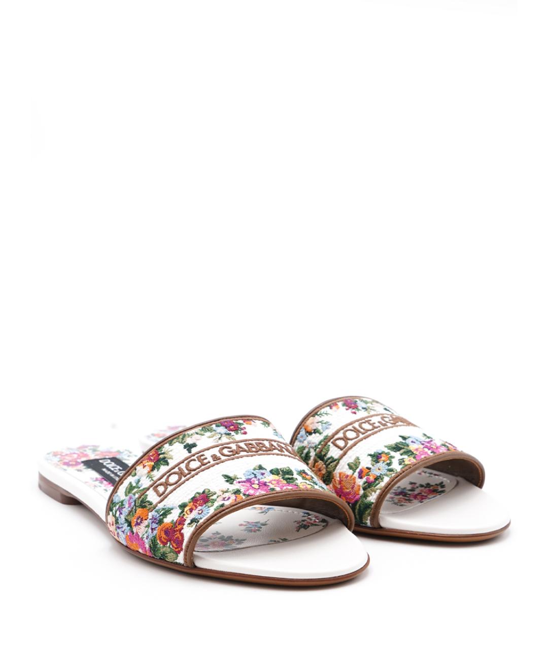 DOLCE&GABBANA Мульти текстильные шлепанцы, фото 2