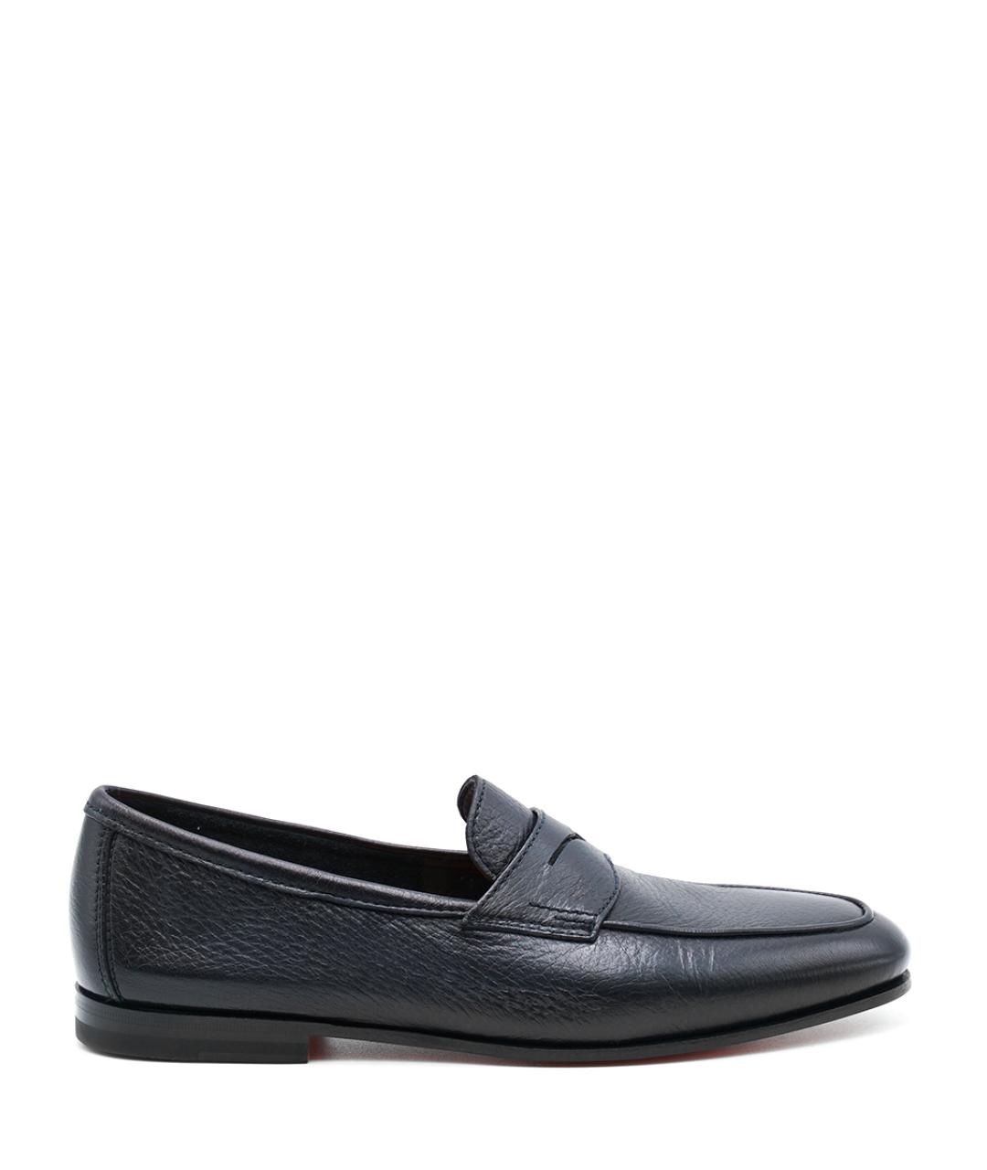 SANTONI Черные кожаные лоферы, фото 1