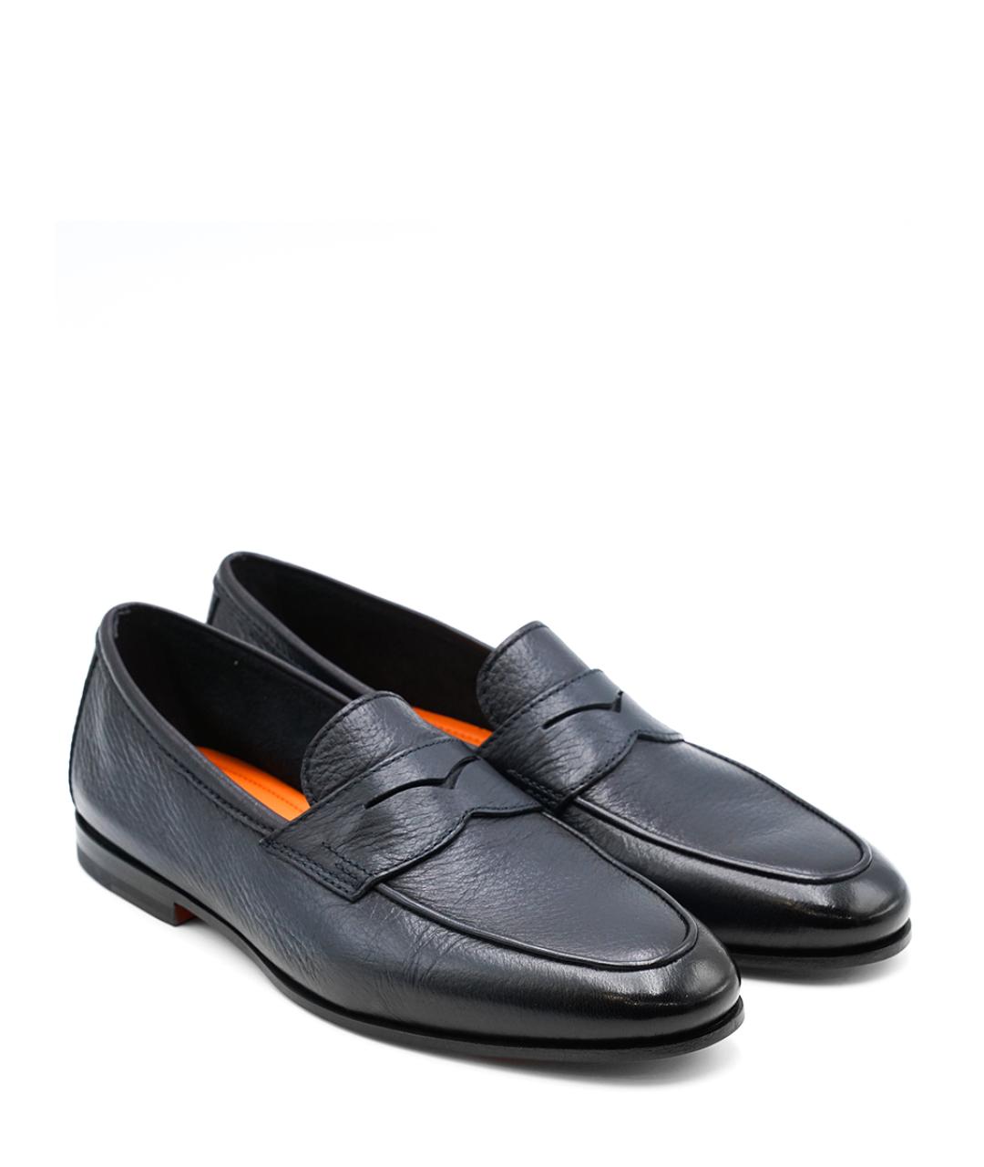 SANTONI Черные кожаные лоферы, фото 2