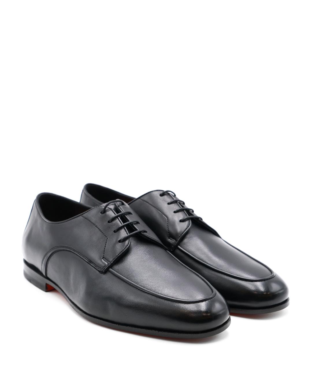 SANTONI Черные кожаные низкие ботинки, фото 2
