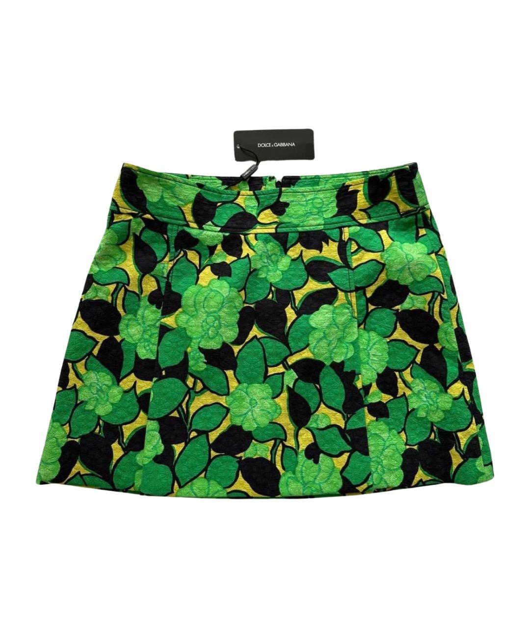 DOLCE&GABBANA Зеленая хлопковая юбка мини, фото 1