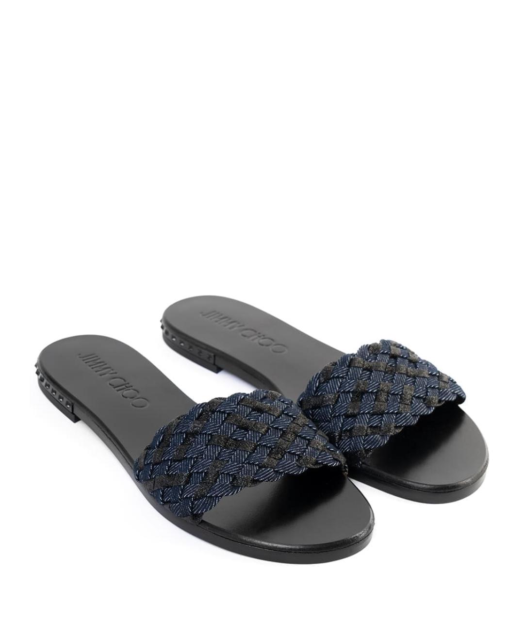 JIMMY CHOO Синие текстильные сабо, фото 2