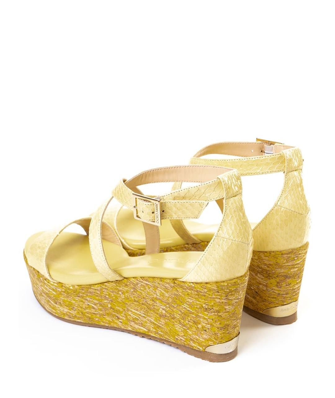 JIMMY CHOO Желтые кожаные босоножки, фото 3