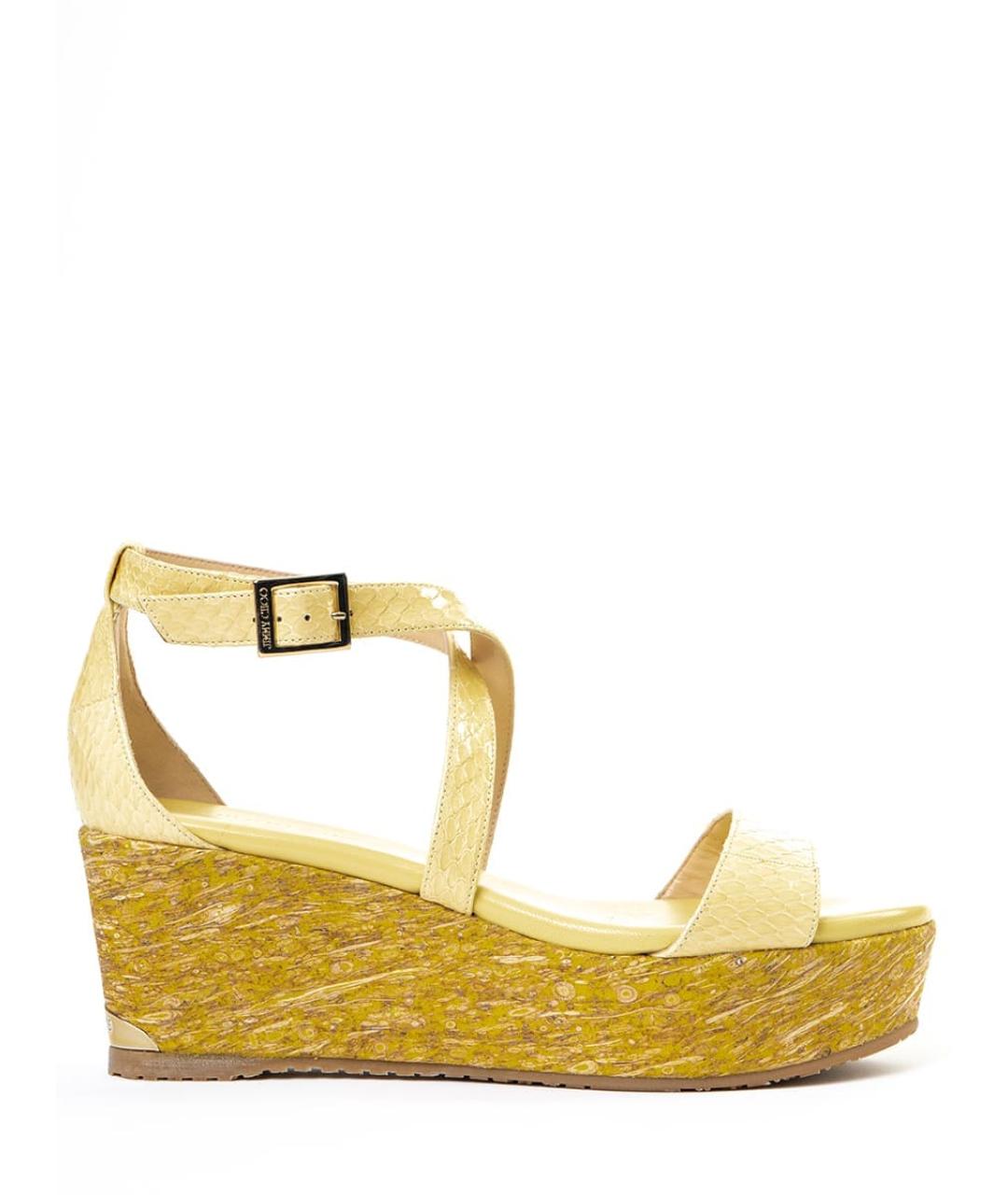 JIMMY CHOO Желтые кожаные босоножки, фото 1