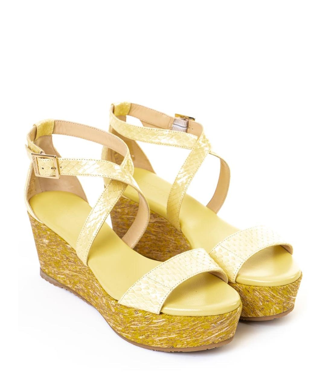 JIMMY CHOO Желтые кожаные босоножки, фото 2