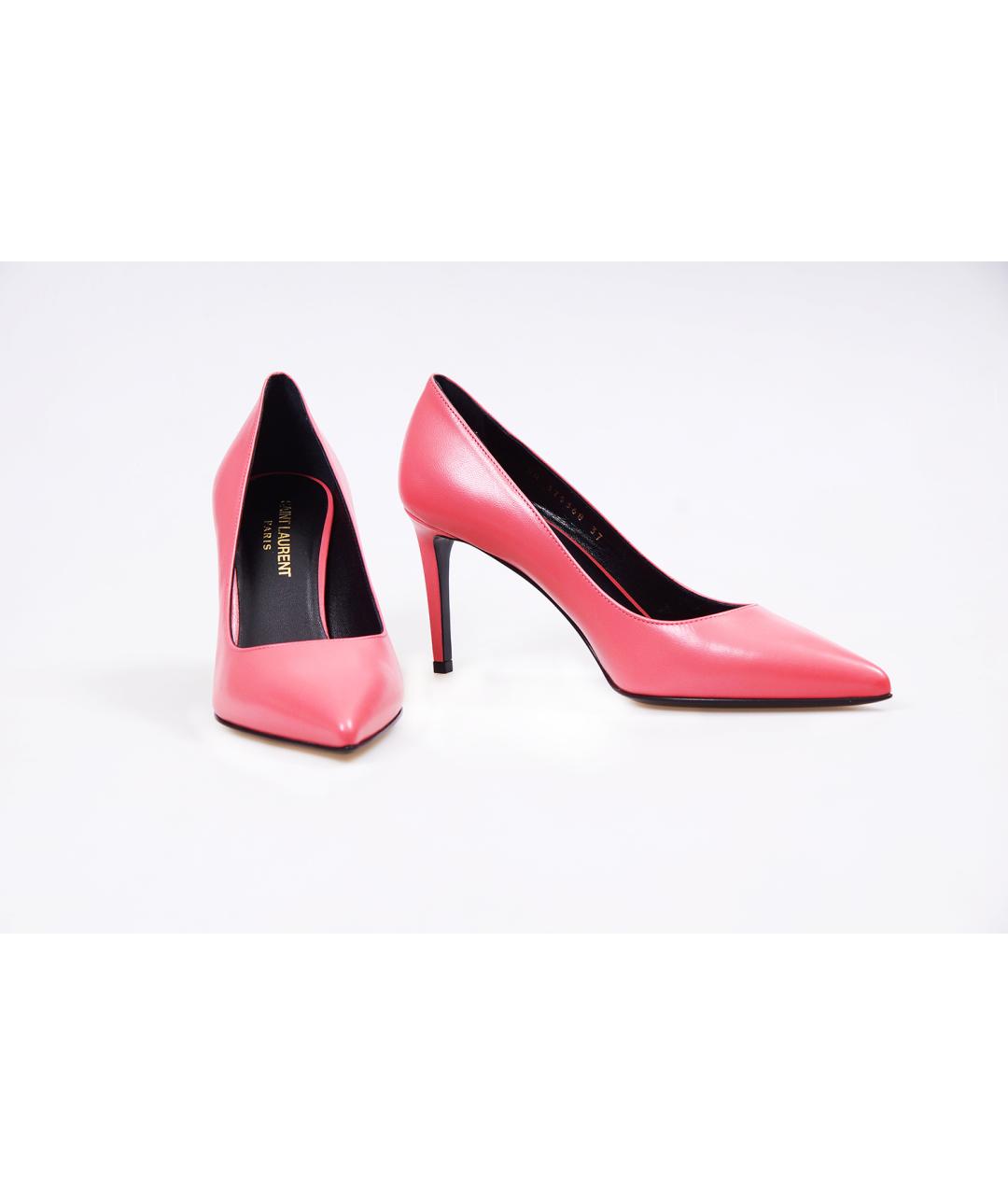 SAINT LAURENT Розовые кожаные туфли, фото 3