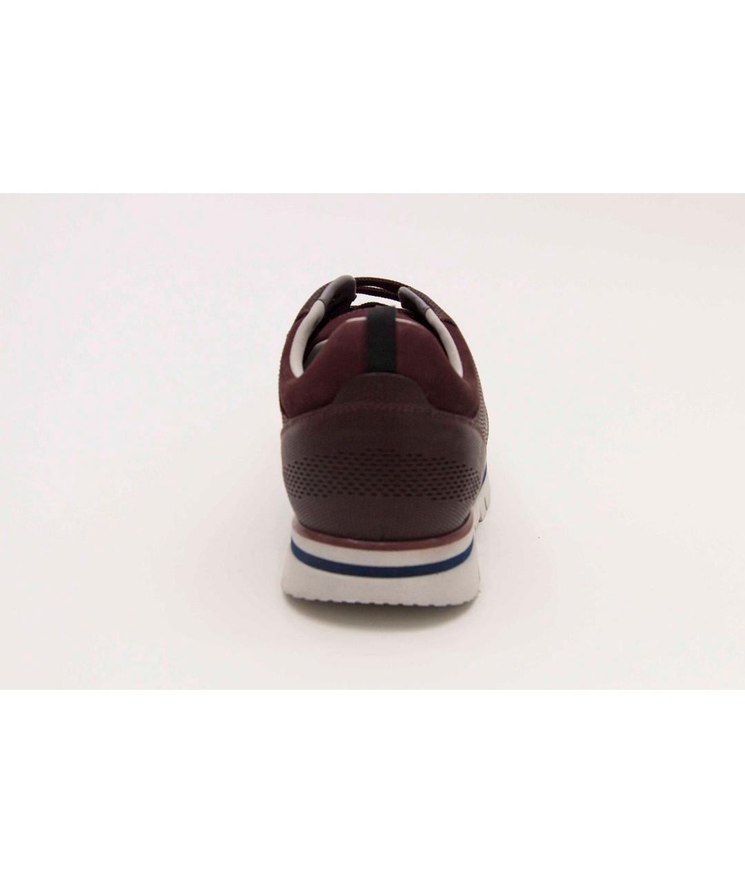 FERRAGAMO Бордовые кожаные низкие кроссовки / кеды, фото 3