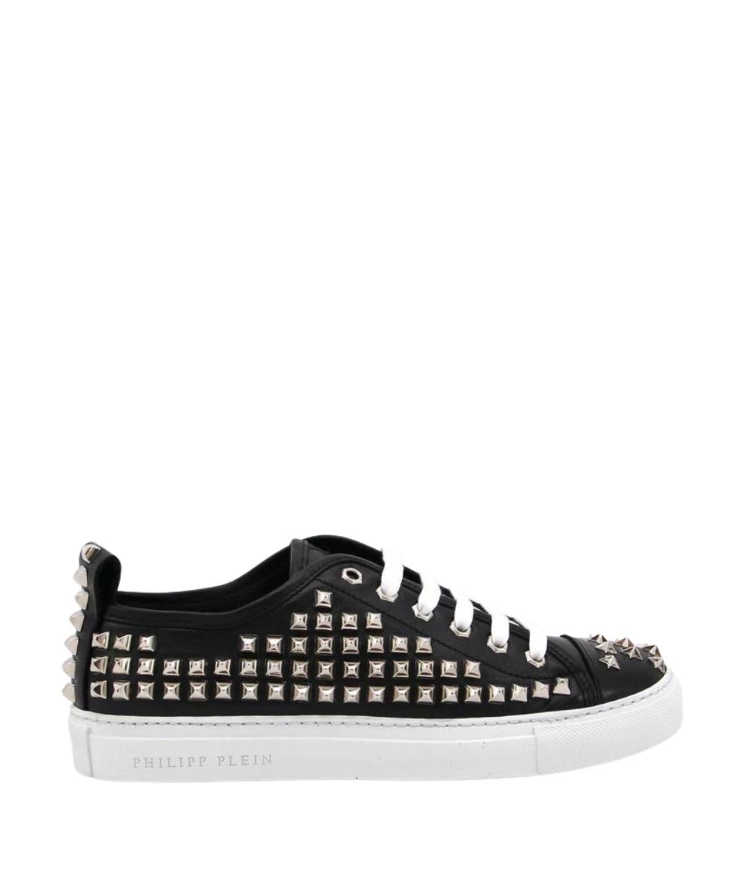 PHILIPP PLEIN Черные кожаные кеды, фото 1
