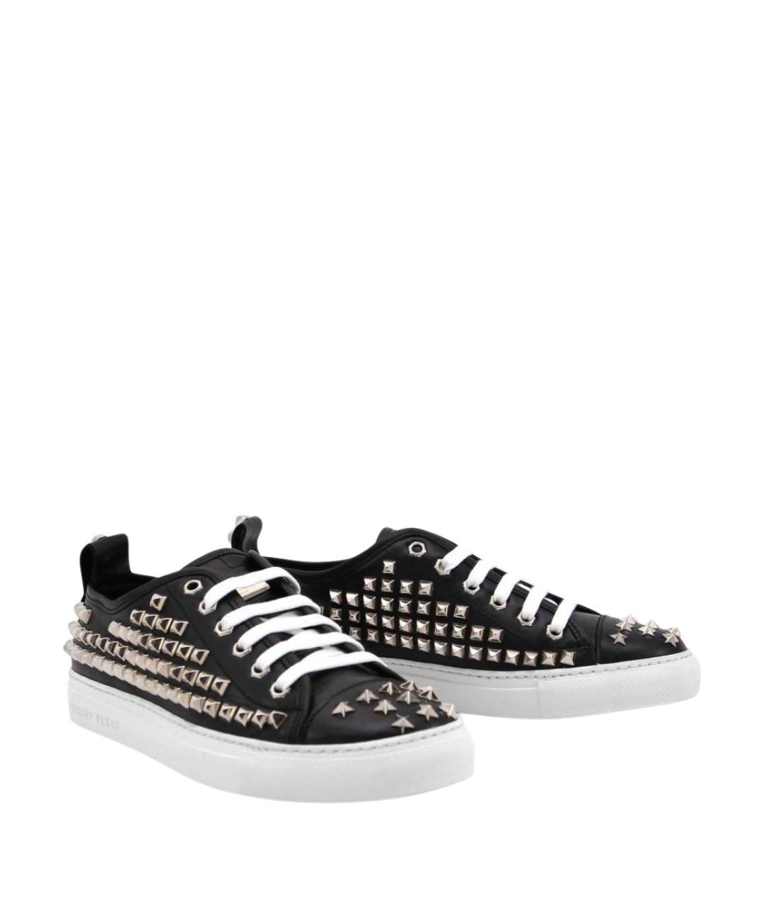 PHILIPP PLEIN Черные кожаные кеды, фото 2
