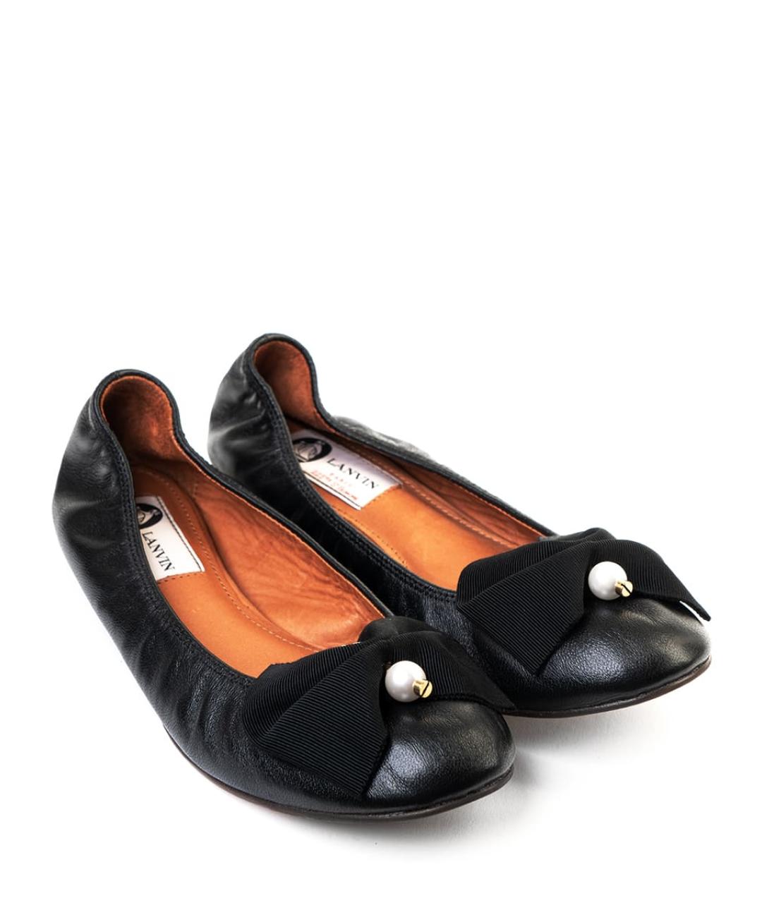 LANVIN Черные кожаные балетки, фото 2