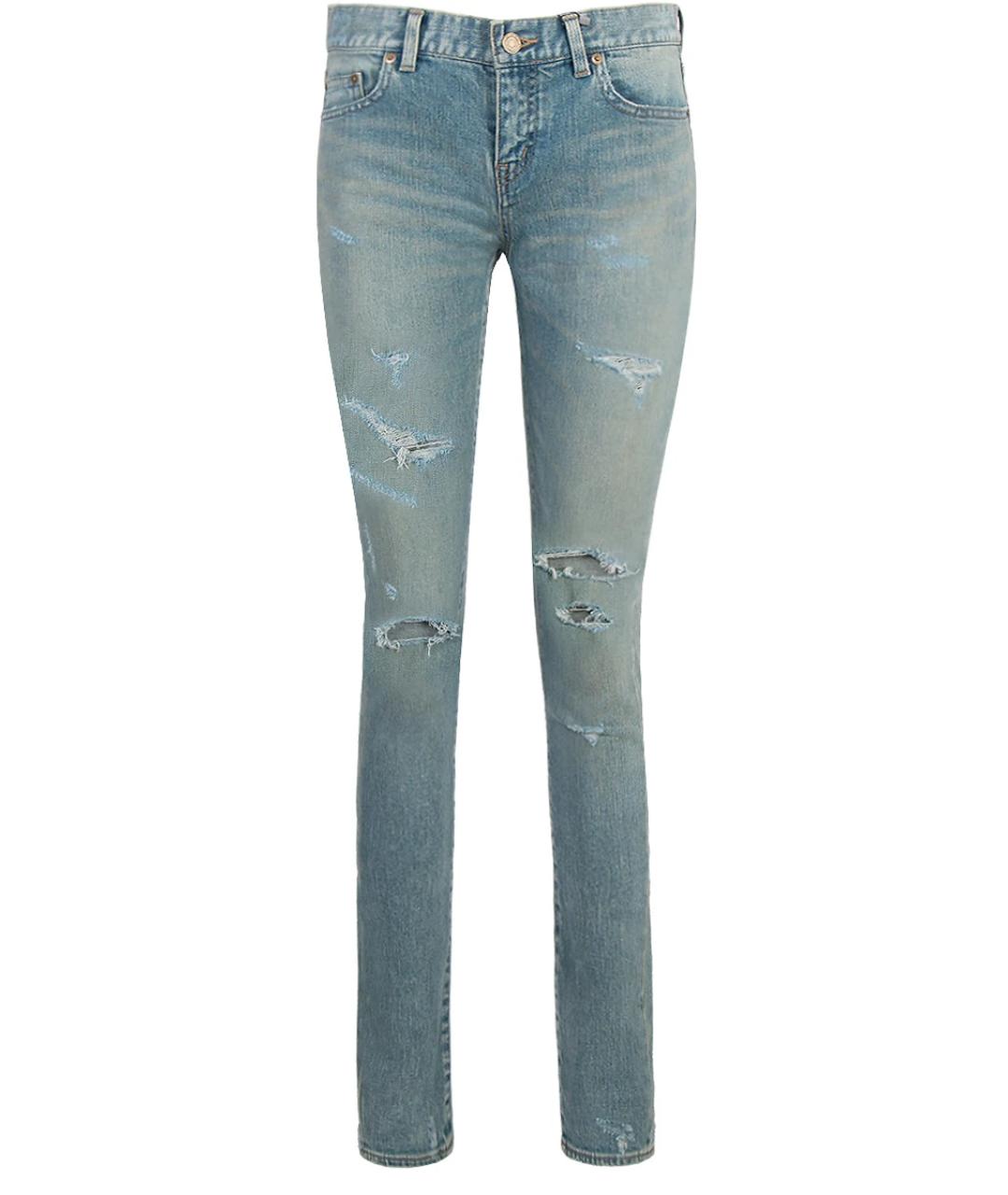 SAINT LAURENT Голубые хлопковые джинсы слим, фото 1