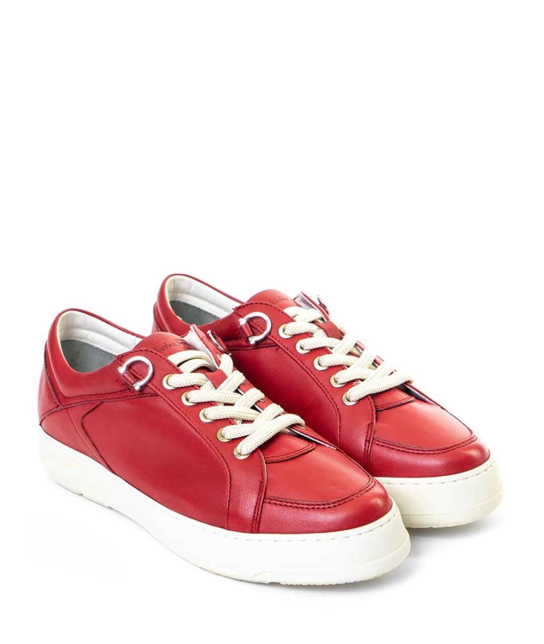 FERRAGAMO Красные кожаные кеды, фото 2