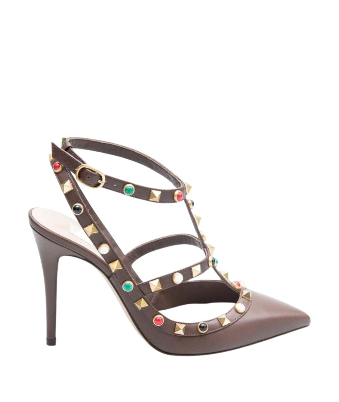 VALENTINO Коричневые кожаные босоножки, фото 1