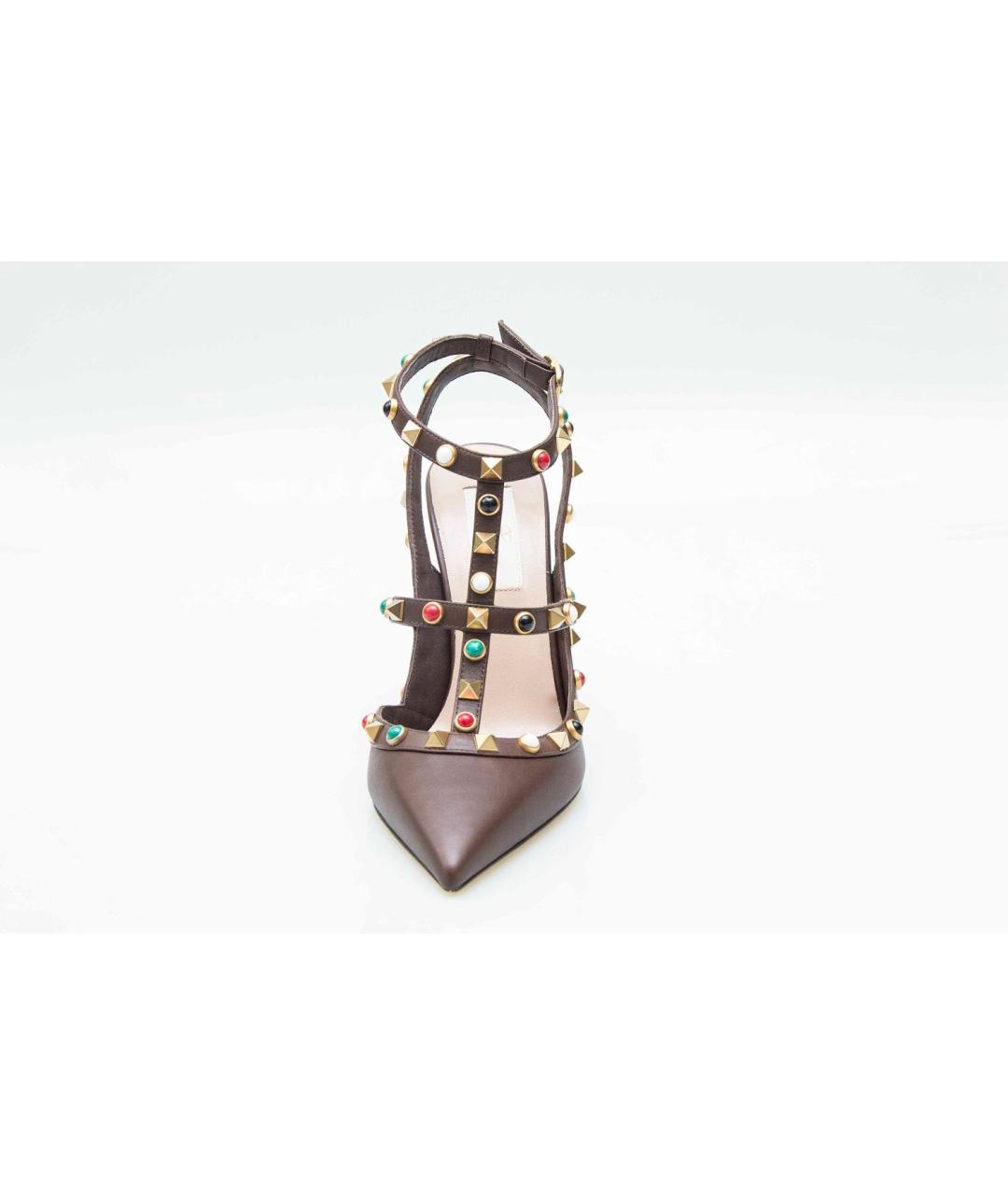 VALENTINO Коричневые кожаные босоножки, фото 3