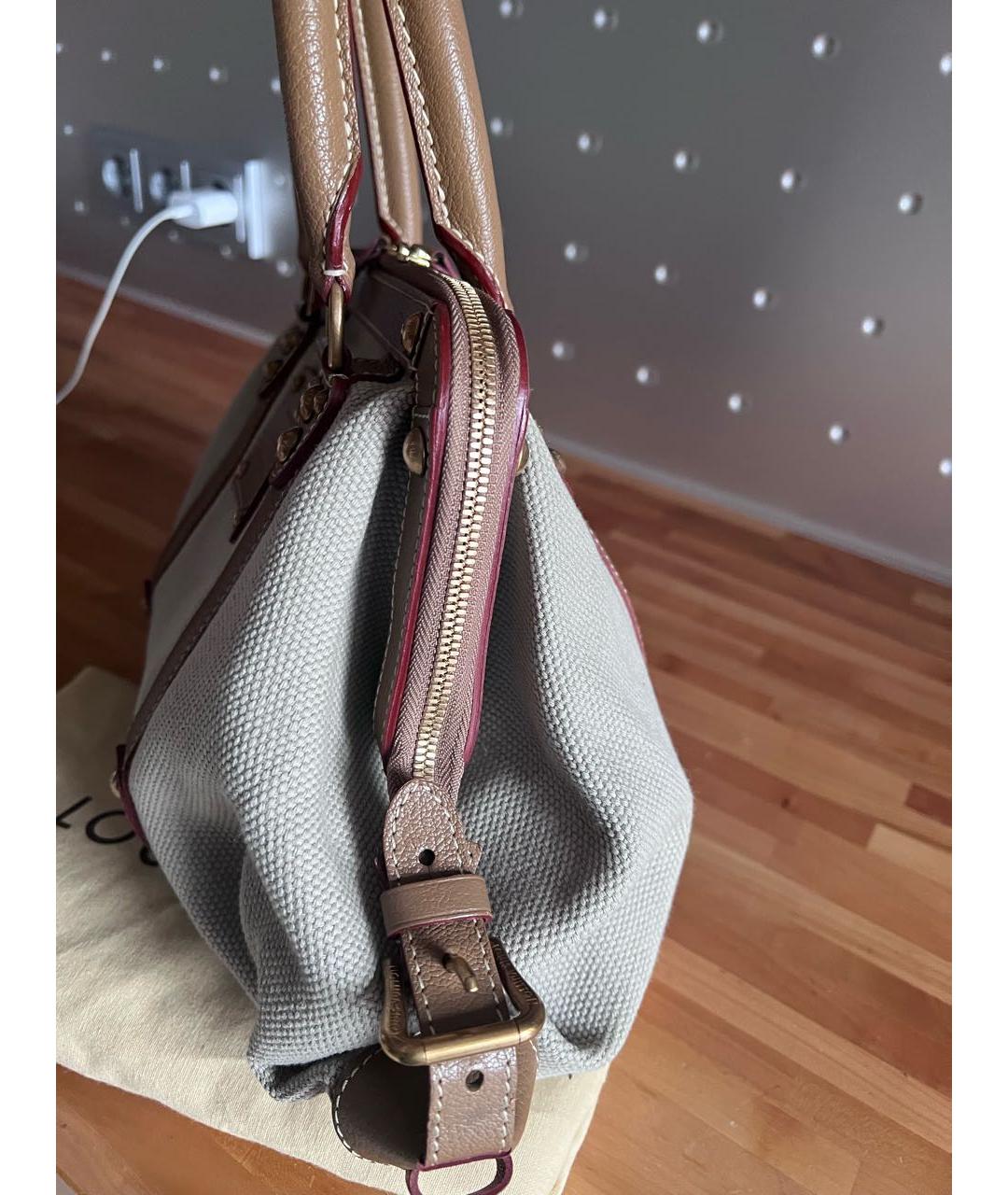 LOUIS VUITTON Серая тканевая сумка с короткими ручками, фото 2