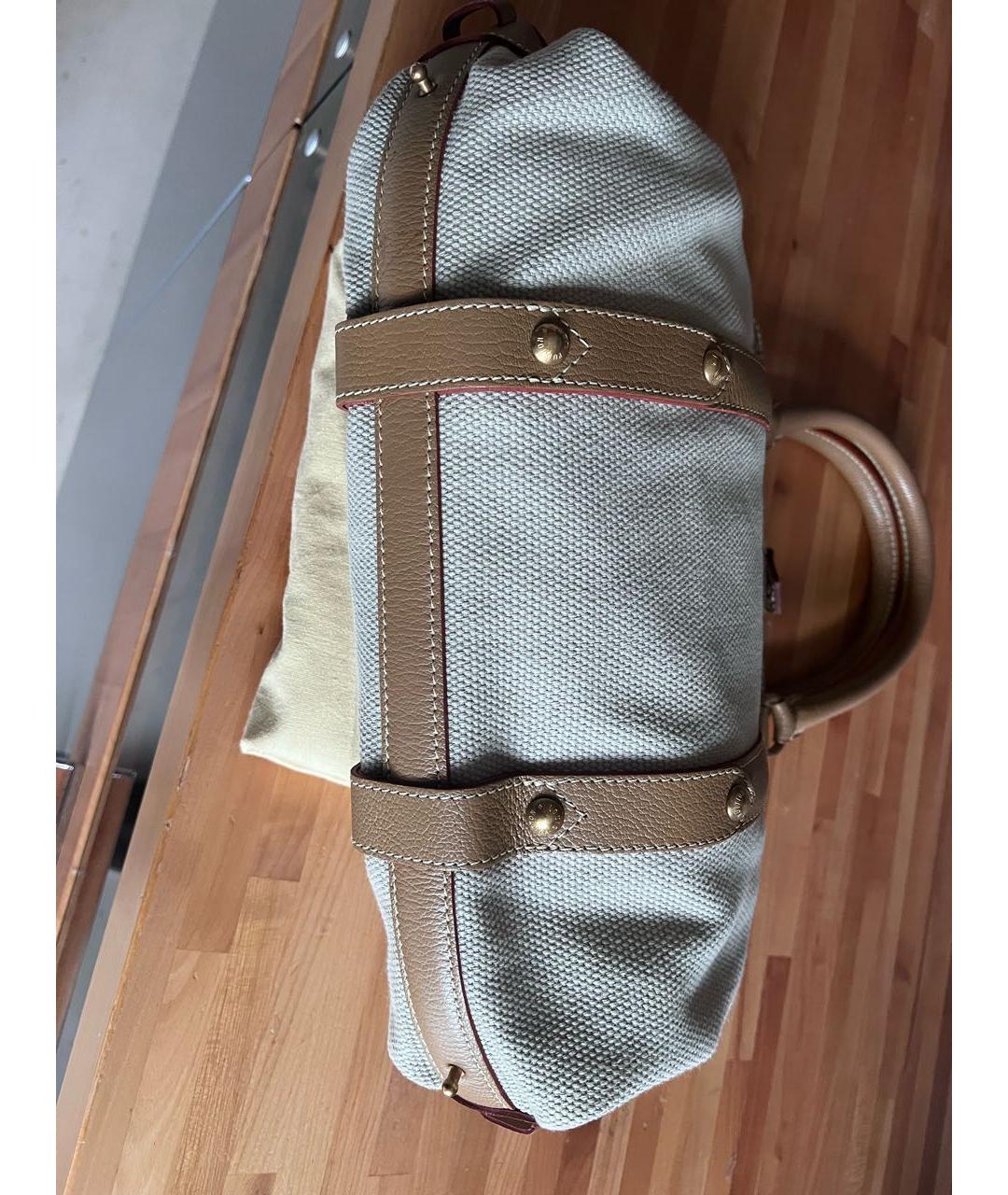LOUIS VUITTON Серая тканевая сумка с короткими ручками, фото 6