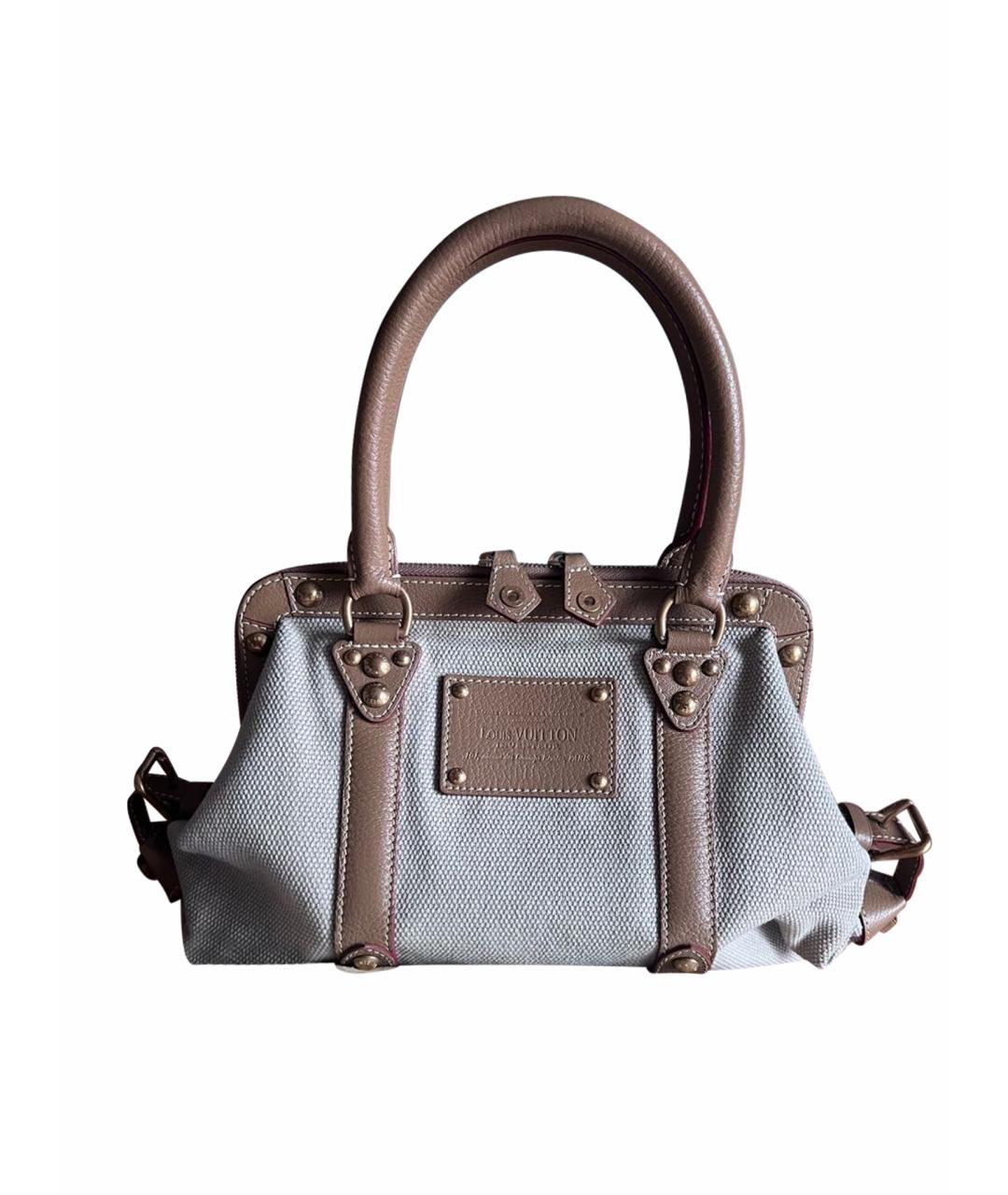 LOUIS VUITTON Серая тканевая сумка с короткими ручками, фото 1