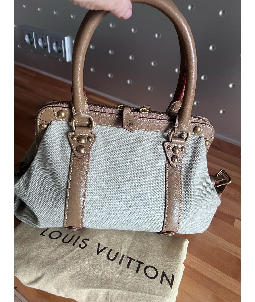 LOUIS VUITTON Серая тканевая сумка с короткими ручками, фото 3