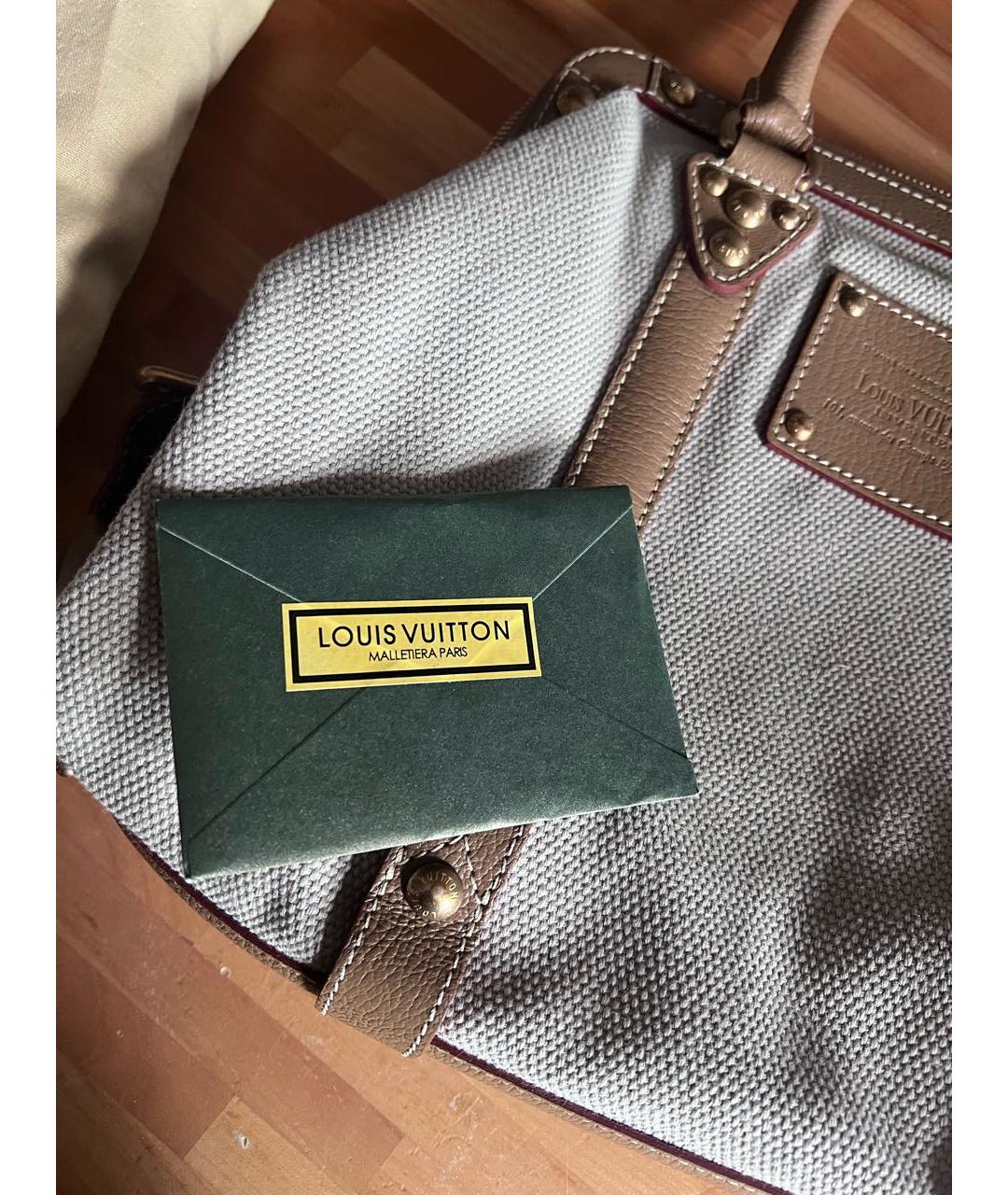LOUIS VUITTON Серая тканевая сумка с короткими ручками, фото 7