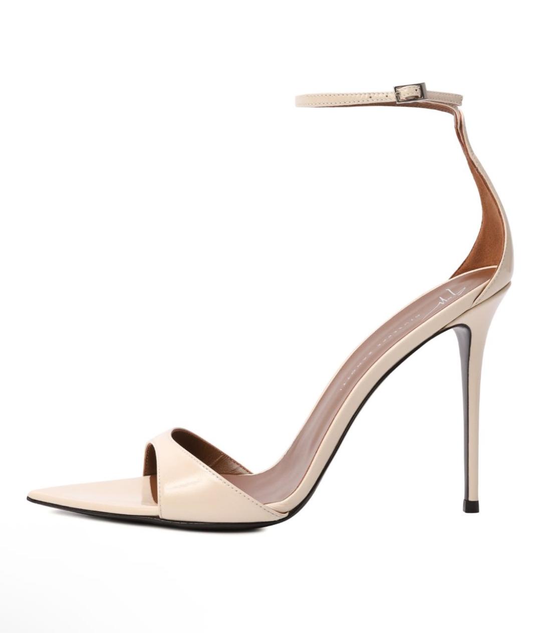 GIUSEPPE ZANOTTI DESIGN Белые кожаные босоножки, фото 5