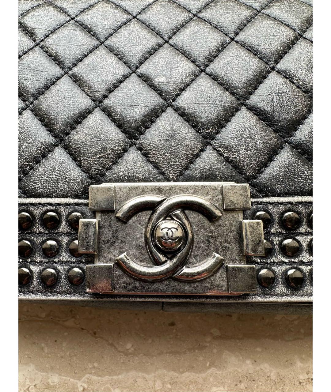 CHANEL Антрацитовая кожаная сумка через плечо, фото 3