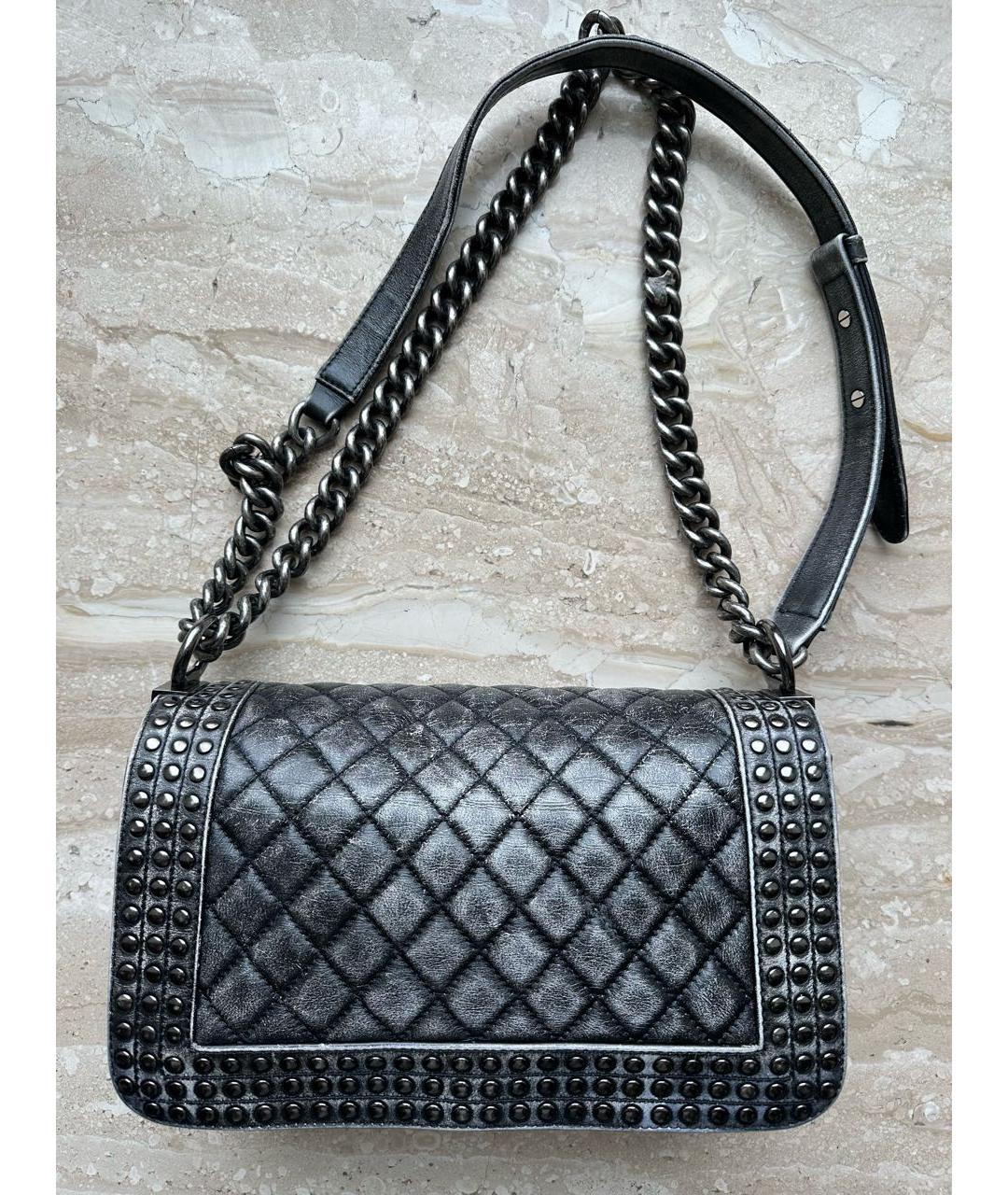 CHANEL Антрацитовая кожаная сумка через плечо, фото 2