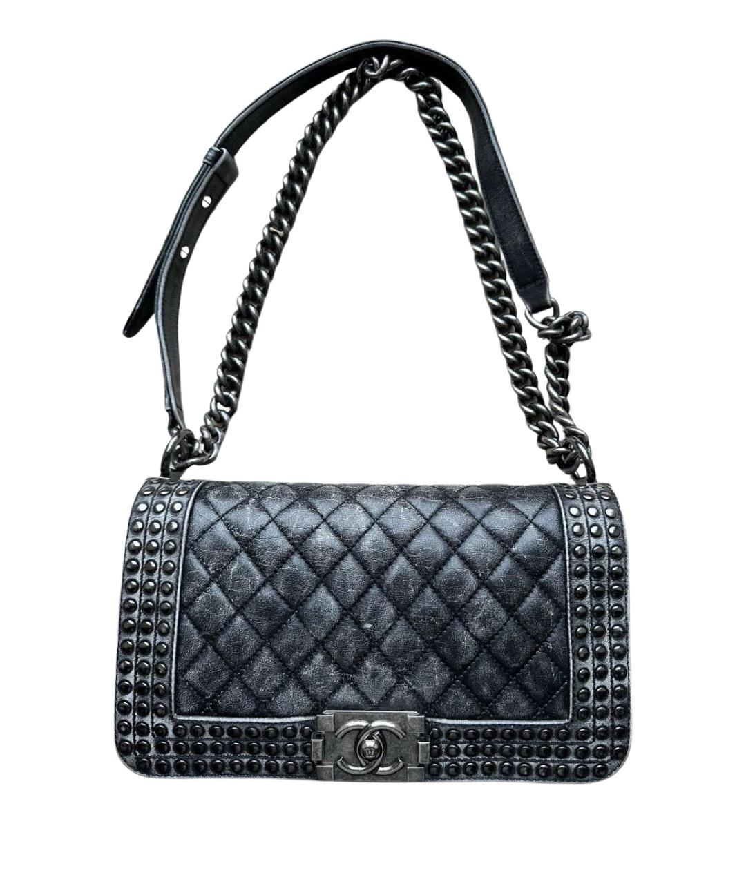 CHANEL Антрацитовая кожаная сумка через плечо, фото 1