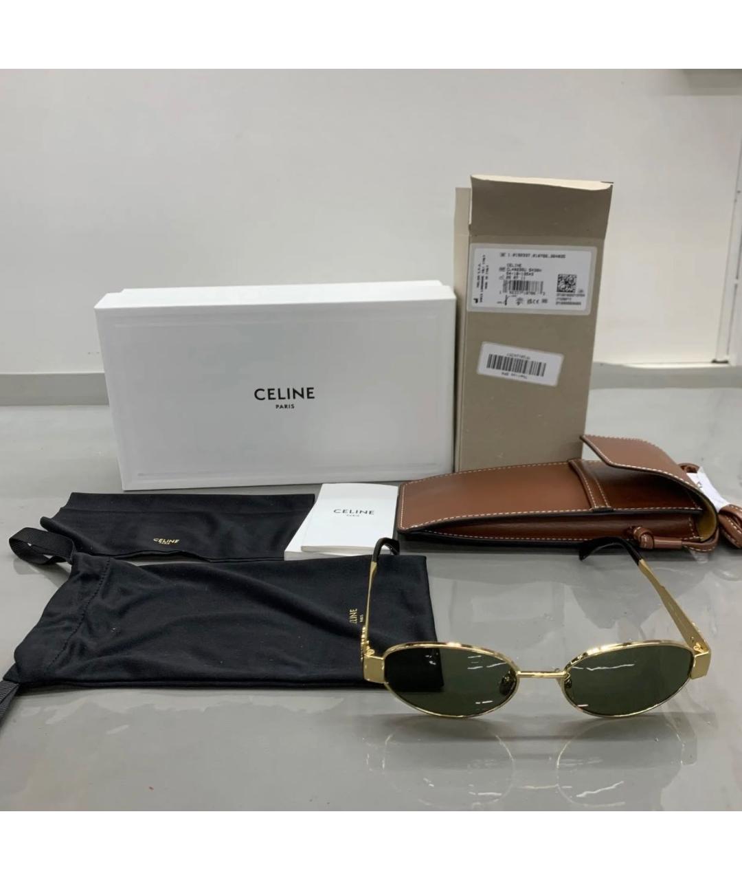 CELINE Золотые металлические солнцезащитные очки, фото 3