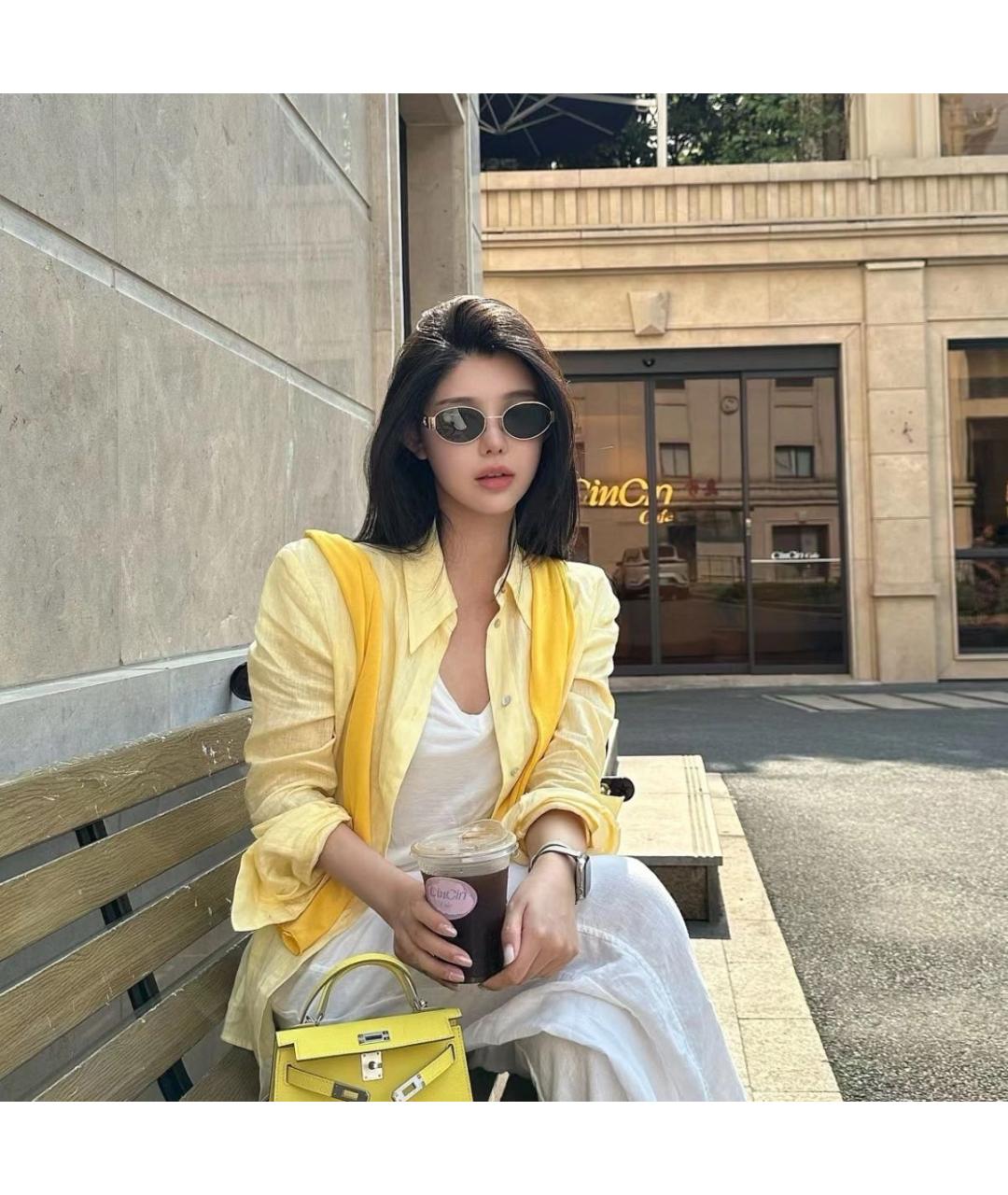CELINE Золотые металлические солнцезащитные очки, фото 6