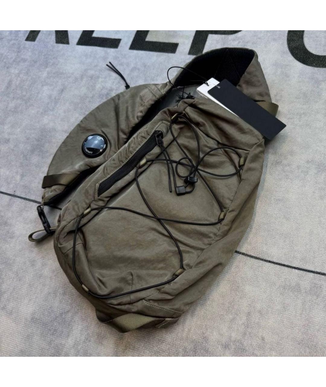 CP COMPANY Хаки тканевая сумка на плечо, фото 3