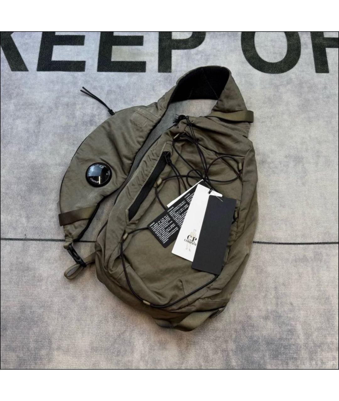 CP COMPANY Хаки тканевая сумка на плечо, фото 5