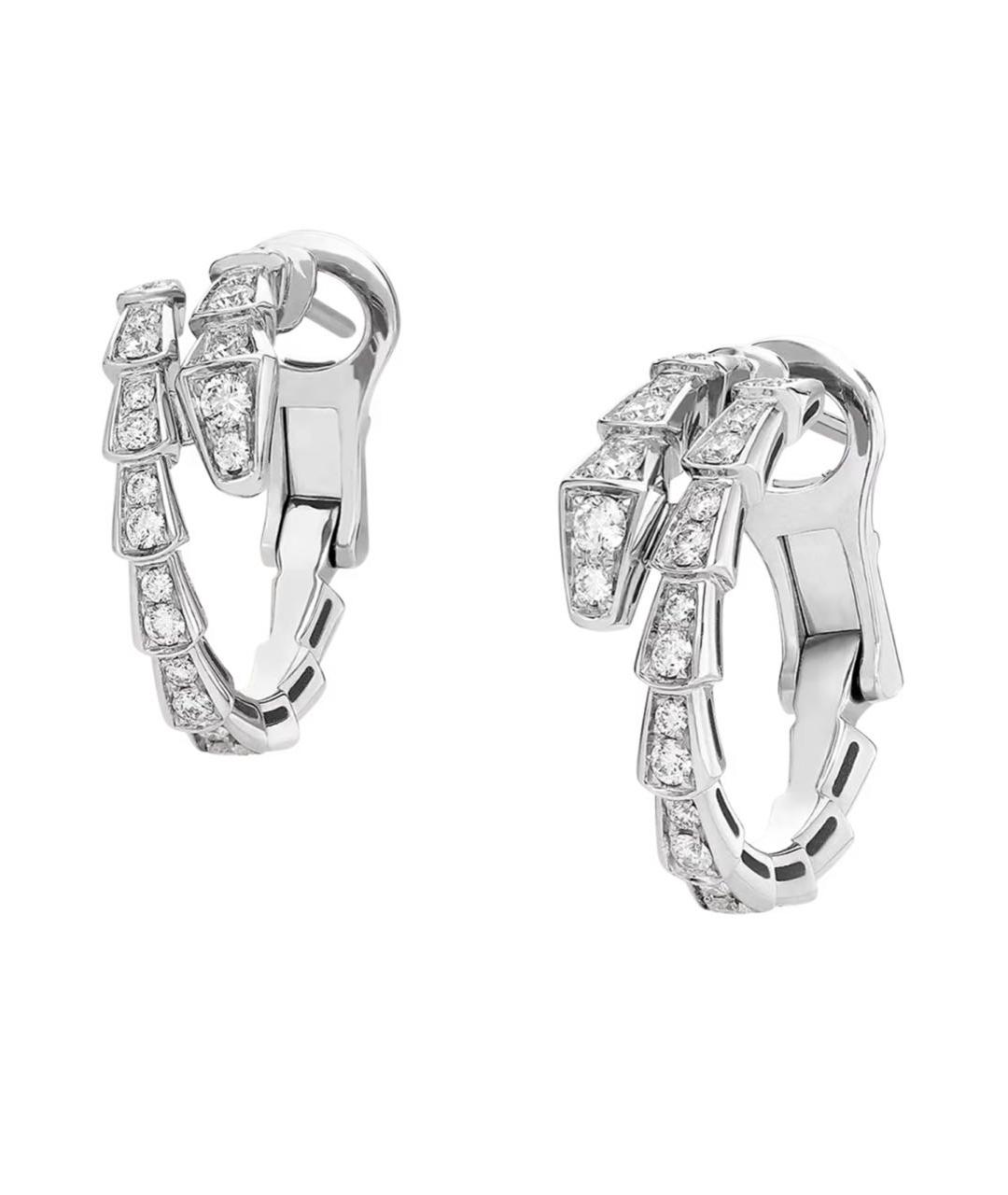 BVLGARI Серебряные серьги из белого золота, фото 2