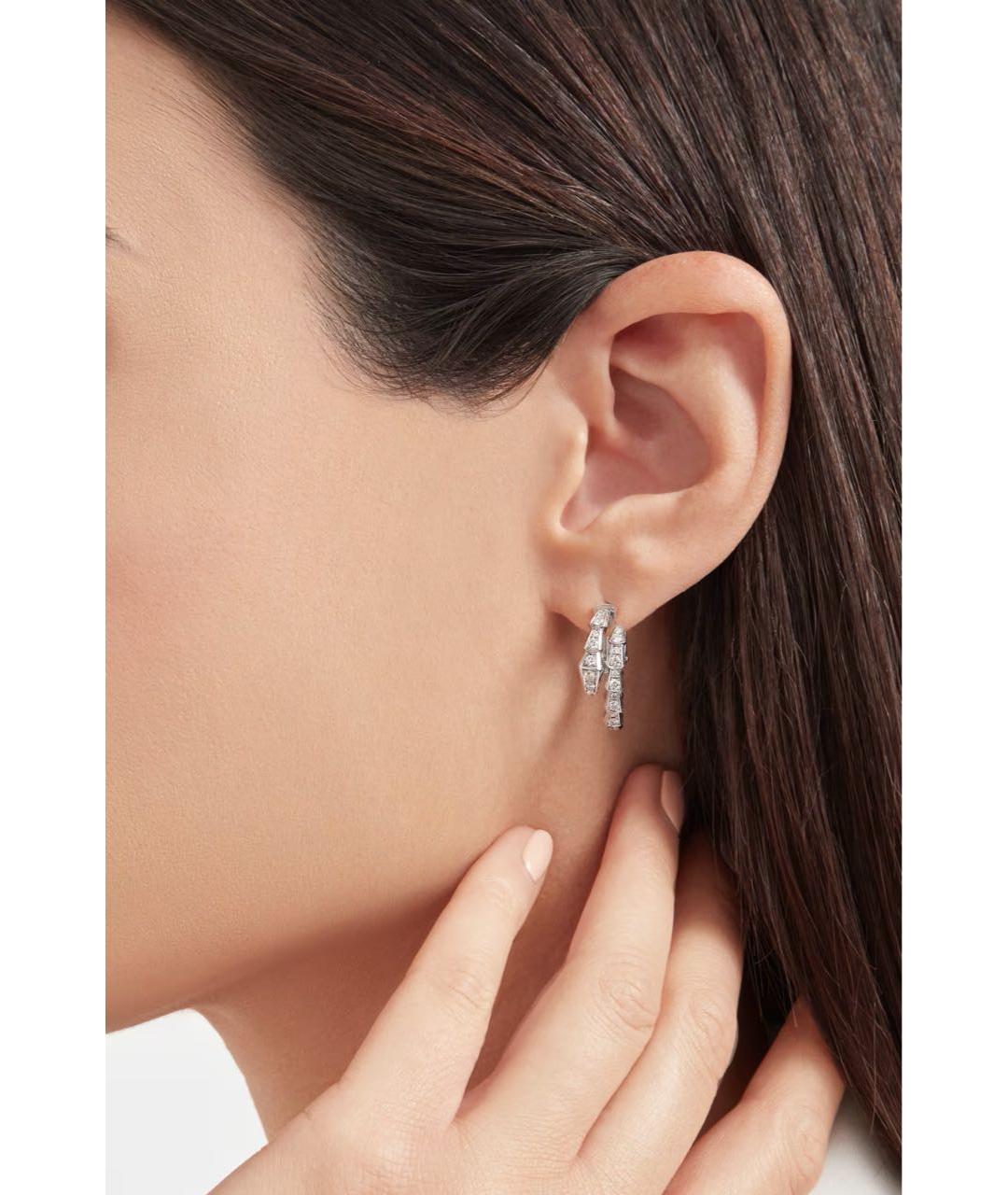 BVLGARI Серебряные серьги из белого золота, фото 3