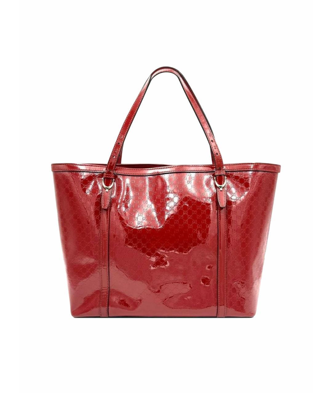 GUCCI Красная сумка с короткими ручками из лакированной кожи, фото 1