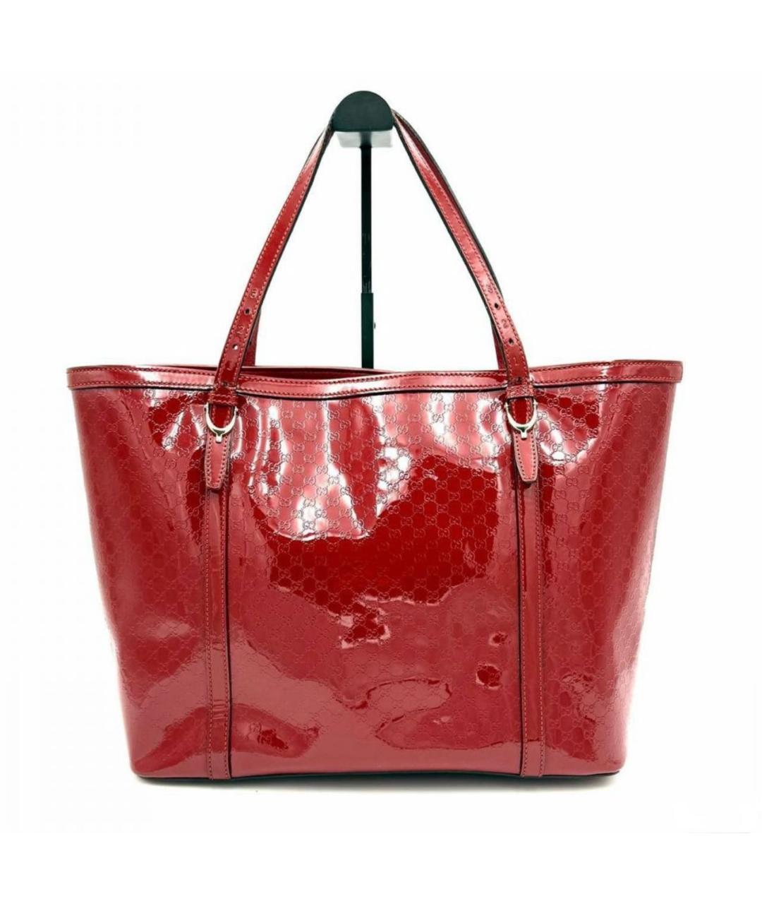 GUCCI Красная сумка с короткими ручками из лакированной кожи, фото 5