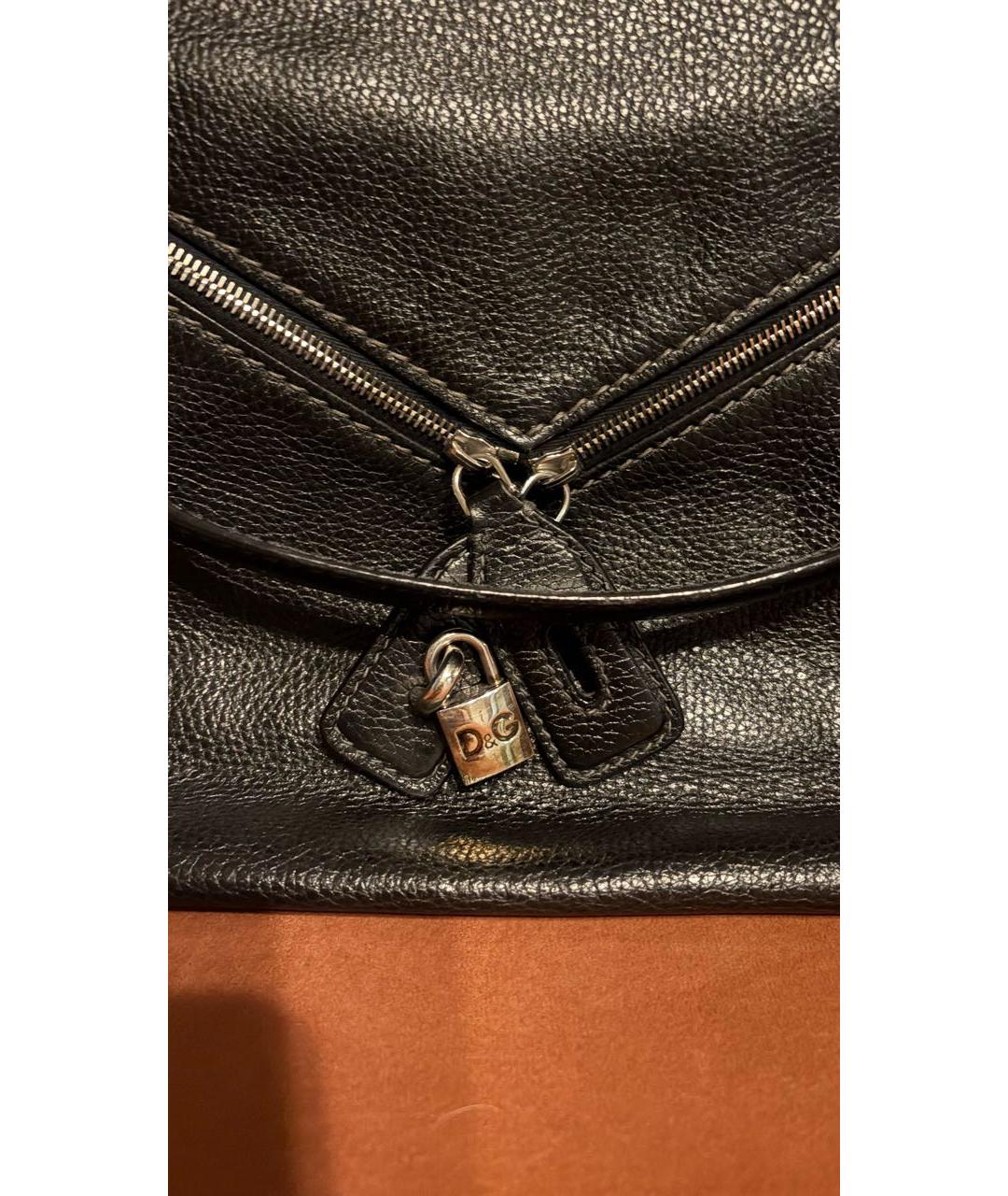 DOLCE&GABBANA Черная кожаная сумка тоут, фото 4