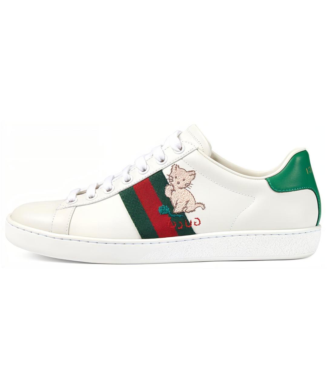 GUCCI Белые кожаные кроссовки, фото 6
