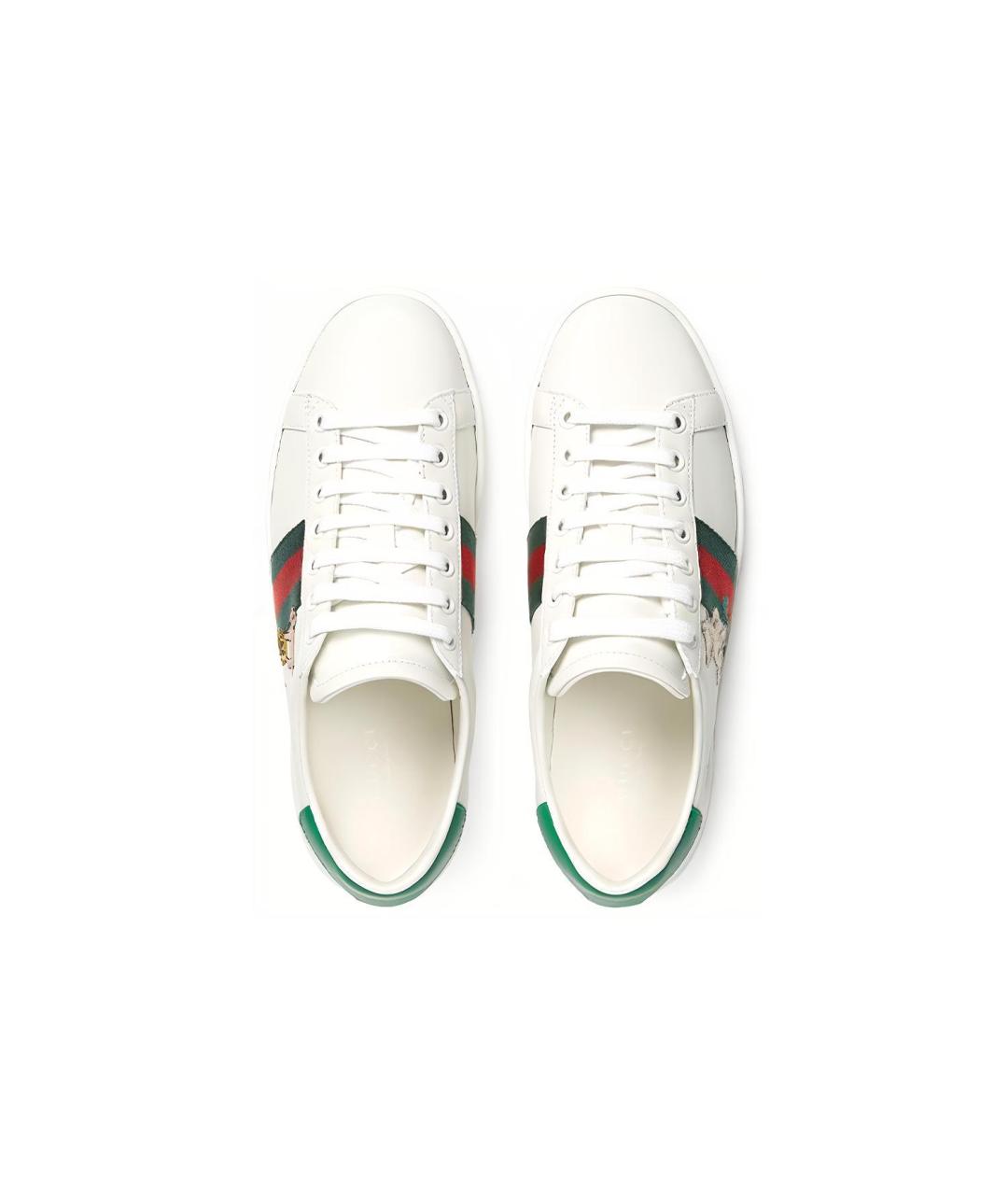 GUCCI Белые кожаные кроссовки, фото 5