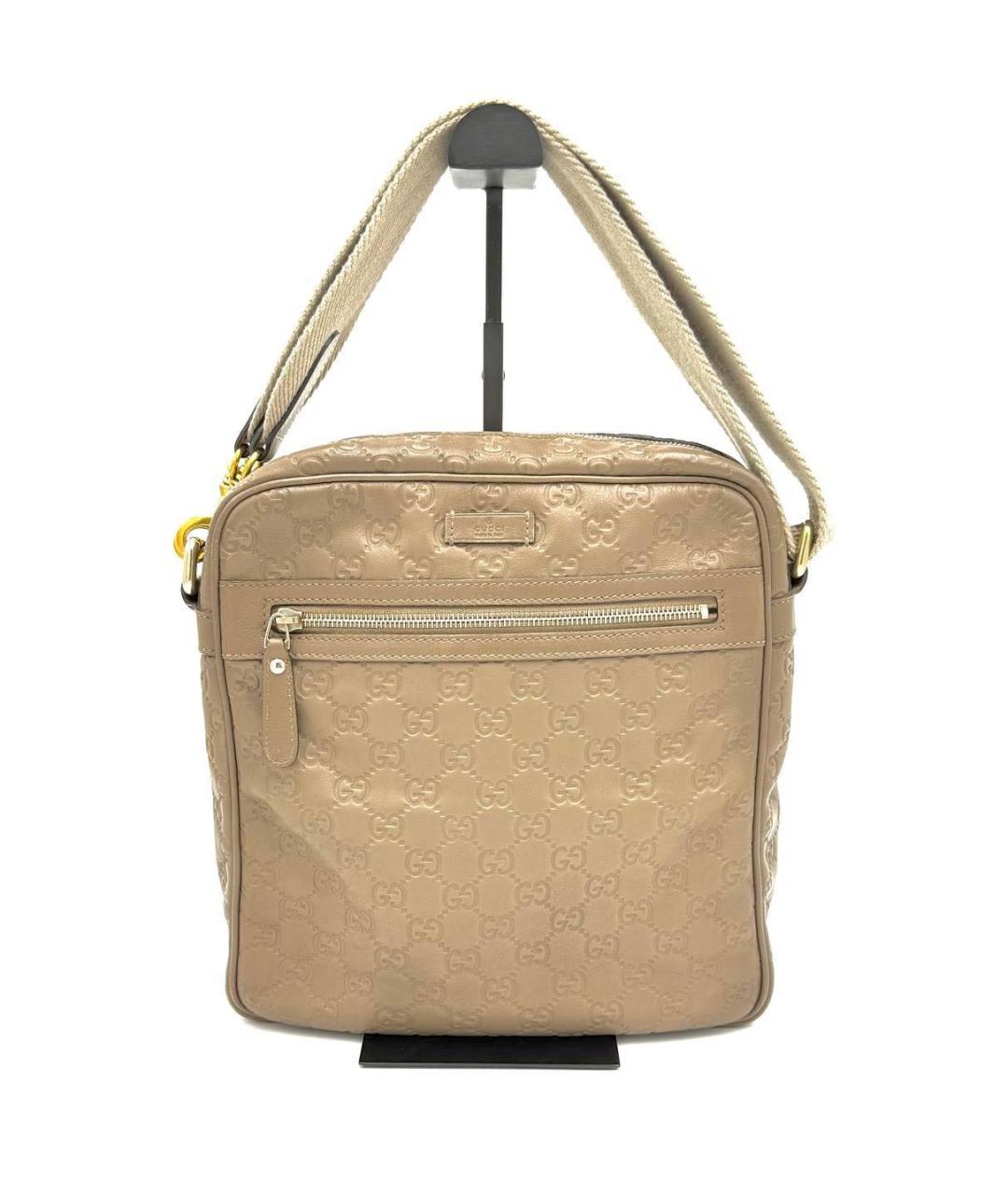 GUCCI Бежевая кожаная сумка на плечо, фото 5