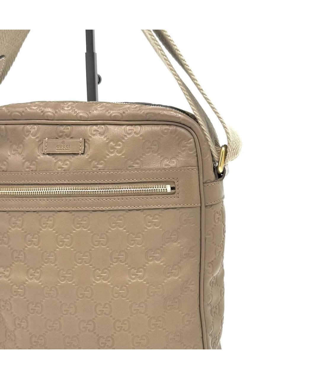GUCCI Бежевая кожаная сумка на плечо, фото 2