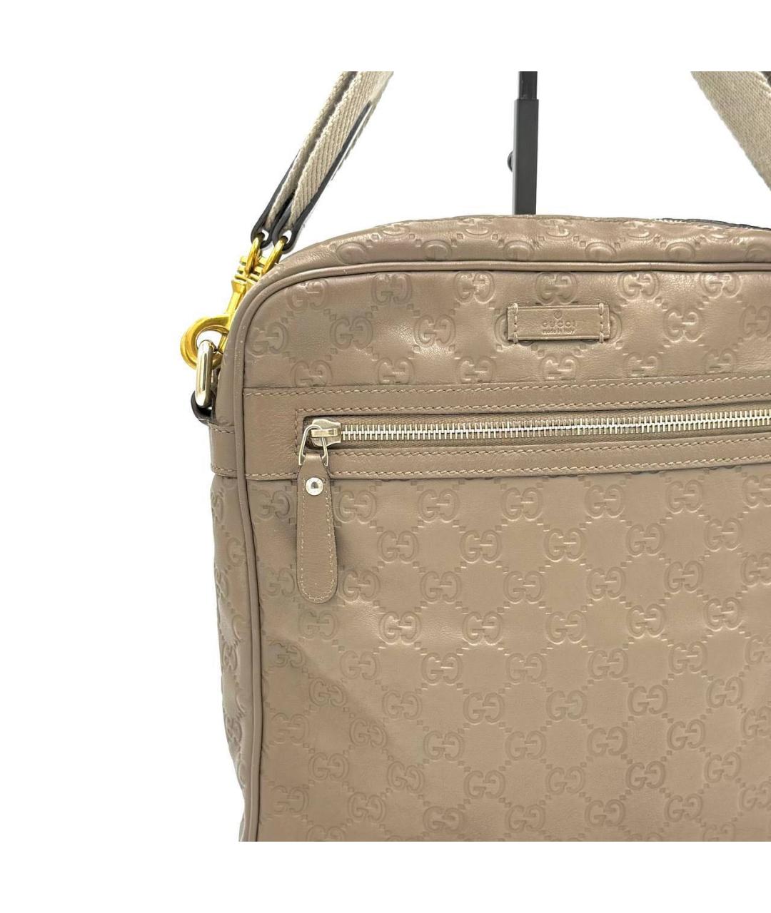 GUCCI Бежевая кожаная сумка на плечо, фото 3