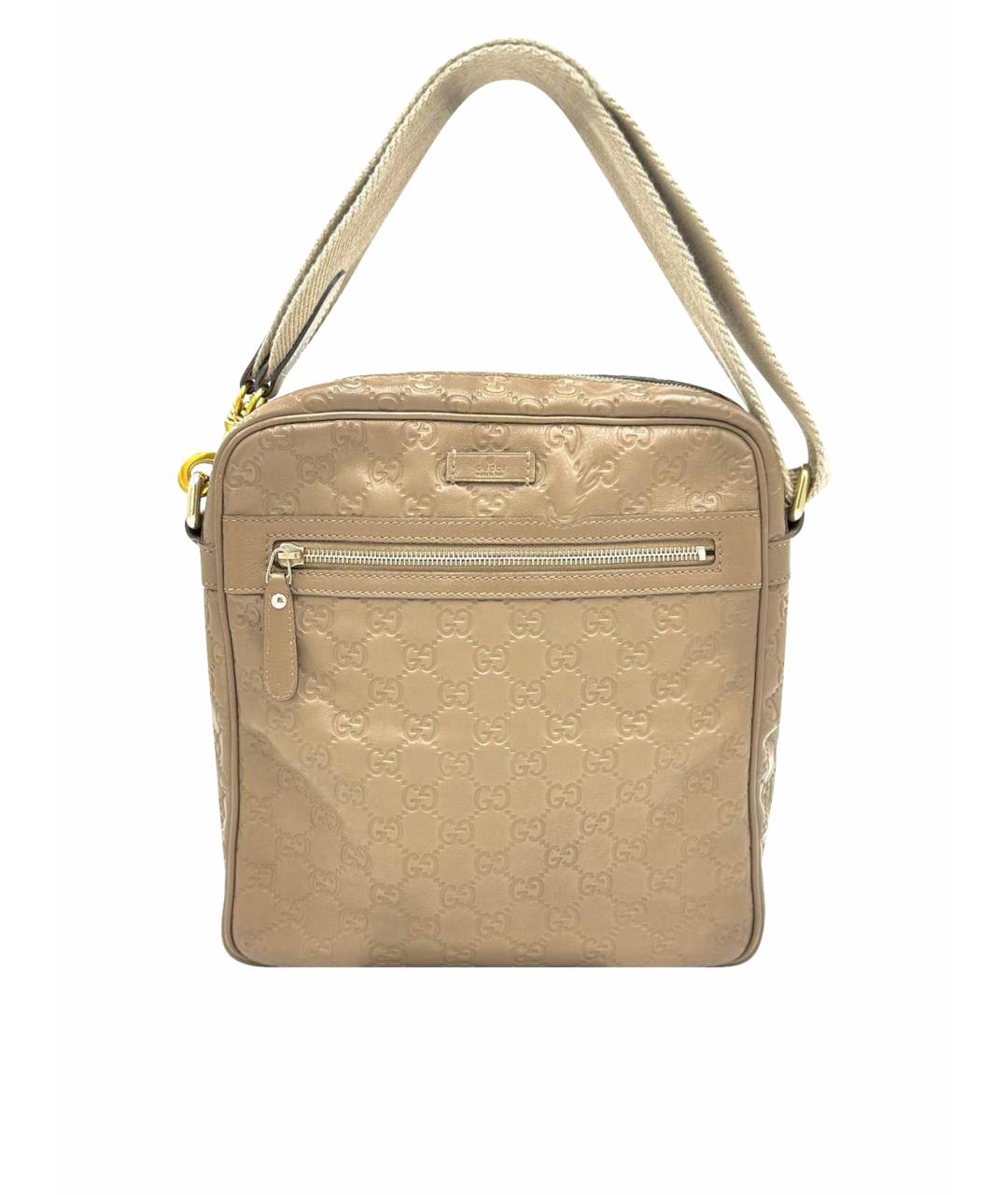 GUCCI Бежевая кожаная сумка на плечо, фото 1