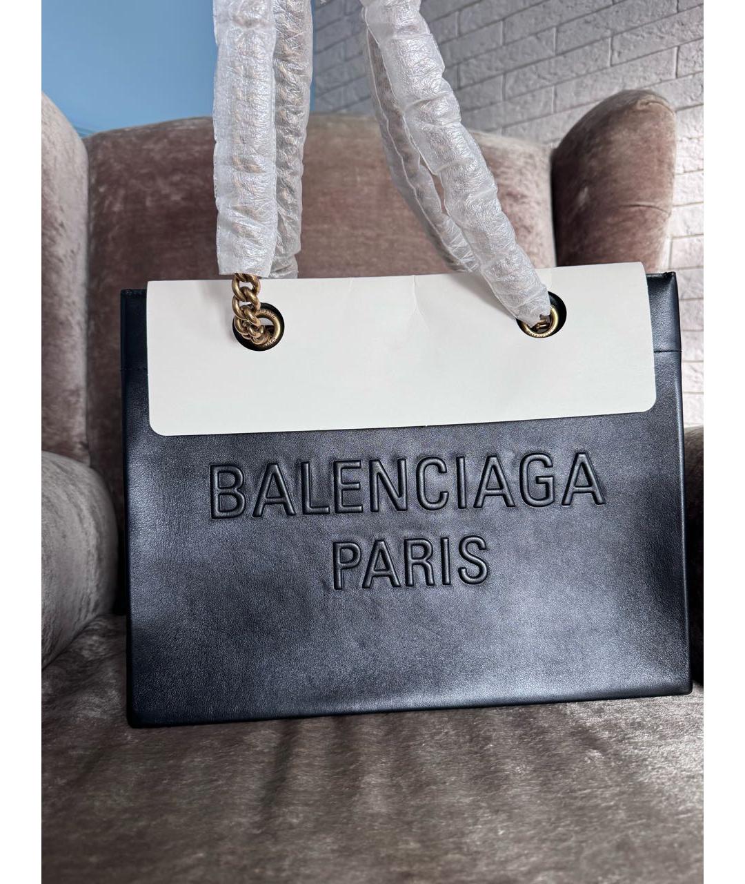 BALENCIAGA Черная кожаная сумка тоут, фото 4