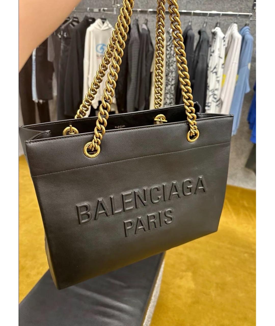 BALENCIAGA Черная кожаная сумка тоут, фото 2
