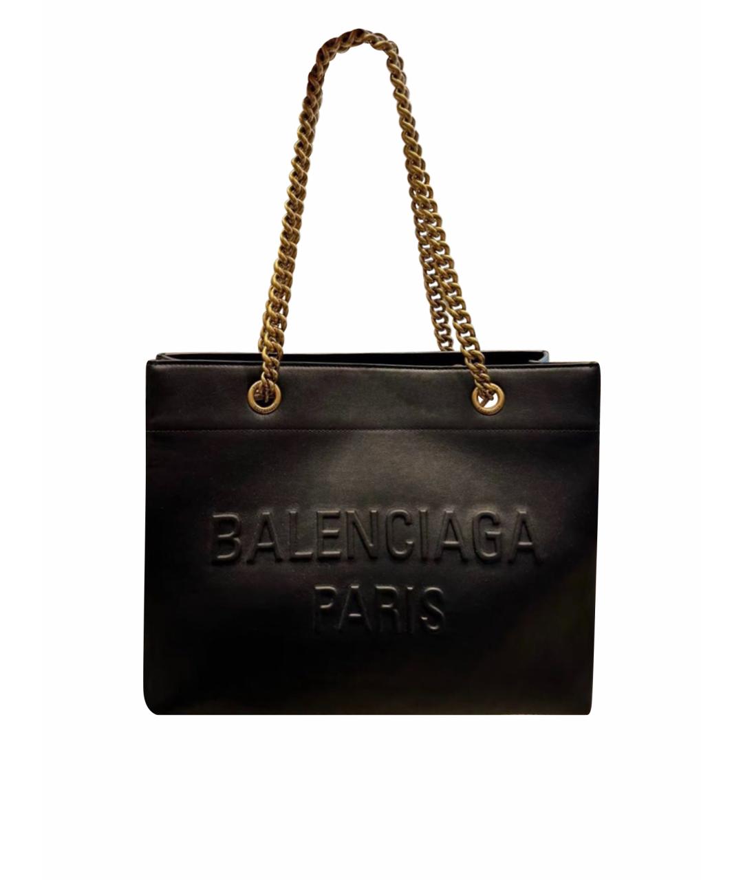 BALENCIAGA Черная кожаная сумка тоут, фото 1