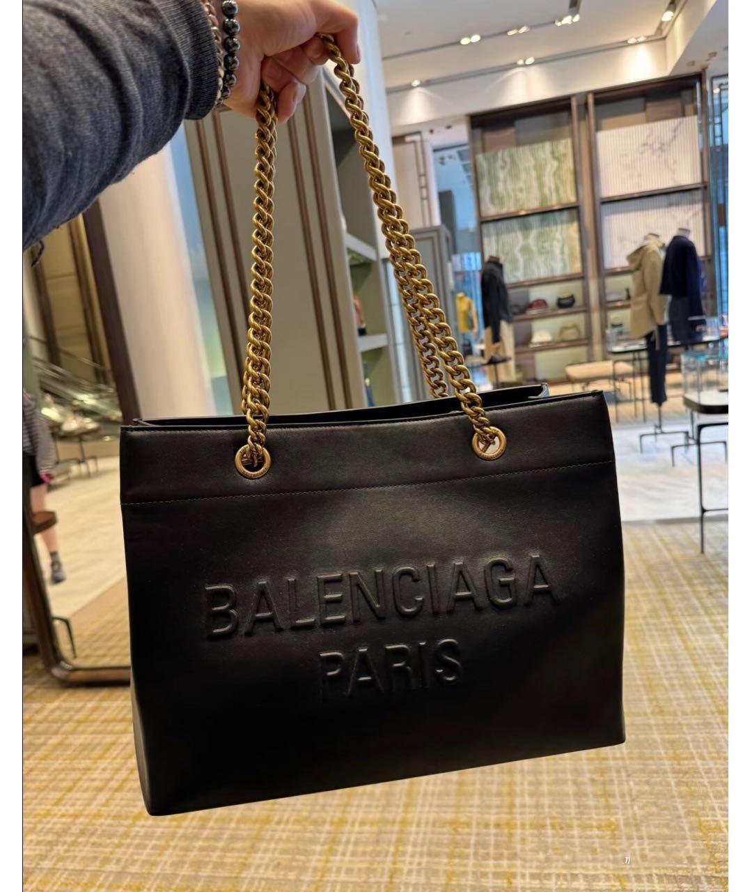 BALENCIAGA Черная кожаная сумка тоут, фото 8