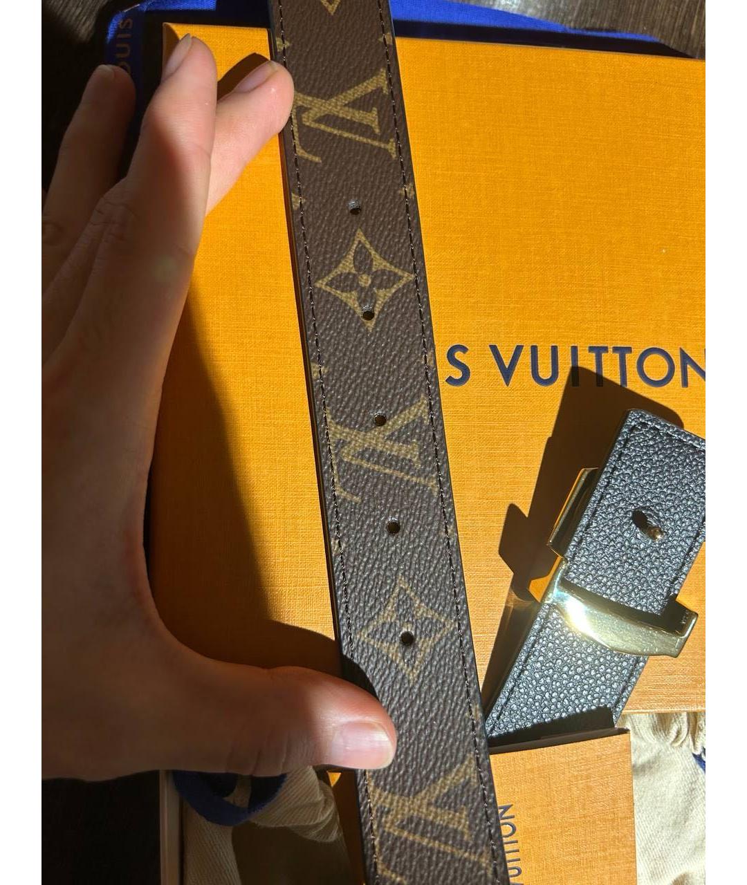 LOUIS VUITTON Коричневый кожаный ремень, фото 6